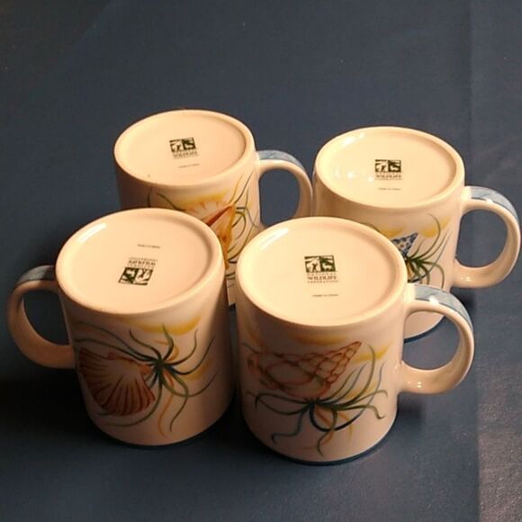 Seashell Mugs National Wildlife Federation Ceramic Cottagecore Beach - Picture 2 of 10
